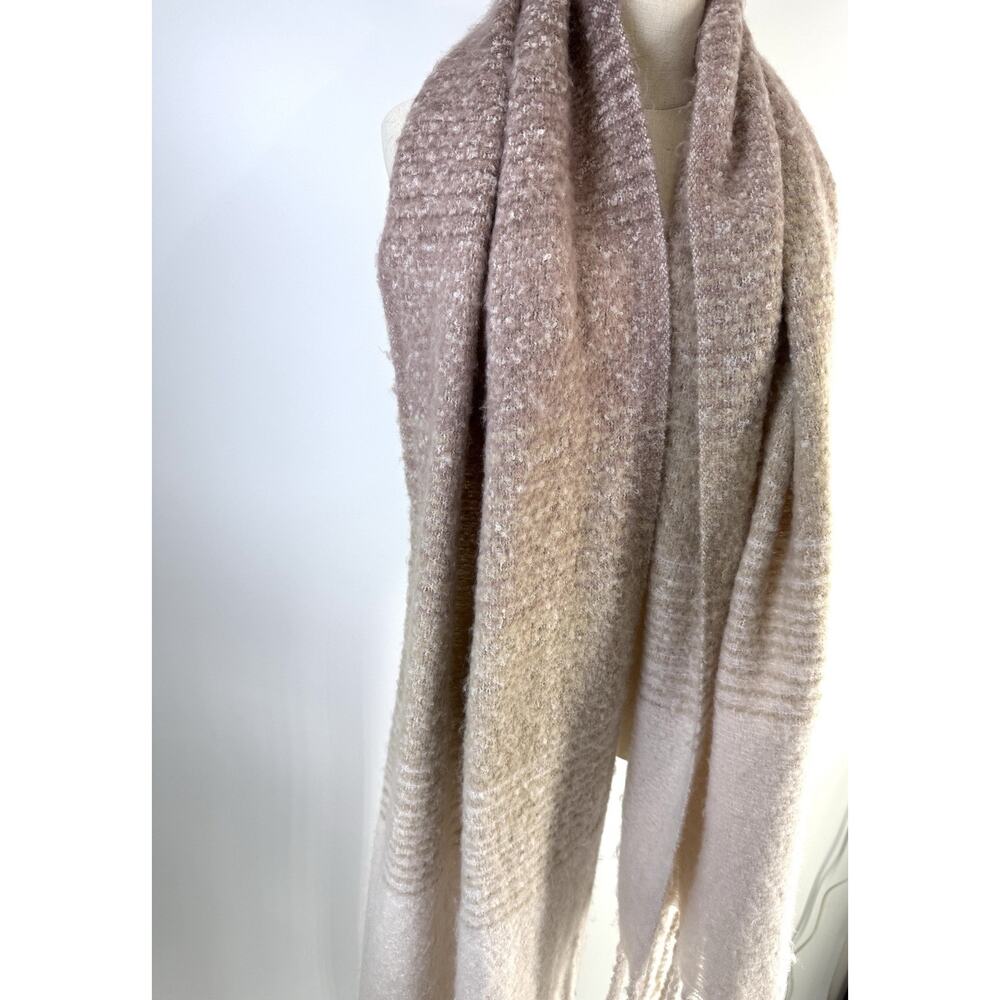 Mer Sea Ombré Chunky Knit Fringe Scarf Shawl Wrap 19x80 - Picture 2 of 5